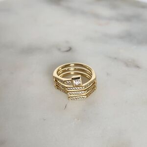 Stacked Ring with Crystal Accents Gold Plated Size #6